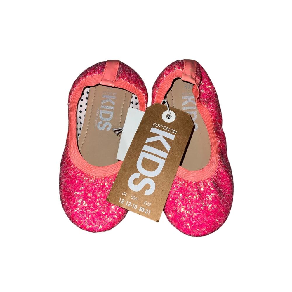 Cotton On Kids Pink Glitter Ballet Flats Size 12